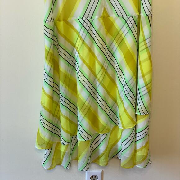 Christopher John Rogers 24W summer dress plaid academia chartreuse tassel - Picture 3 of 7